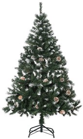 HOMCOM Sztuczna choinka, 676 gałązek, 41 szyszek, zasypane końcówki, ognioodporna, 180 cm | Aosom PL