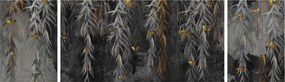 Obraz - Gałązki wierzby na czarnym tle (170x50 cm)