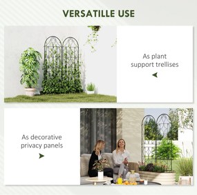 Outsunny Pergola Metalowa 2 szt. Wkopywana, Antykorozyjne Wsparcie dla Roślin Pnących 50x150 cm, Czarna