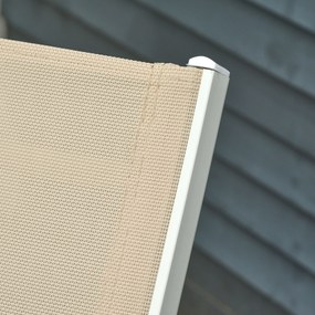 Outsunny Leżak Ogrodowy z 5-stopniową Regulacją Oparcia Kremowy Aluminium Wygodny 169x65x102cm | Aosom PL