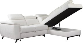 Masseno Narożnik VOLA z funkcją spania i pojemnikiem na pościel Narozniki L, Rozkładana sofa - Biały, BUBBLE 1
