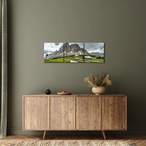 Obraz - W austriackich górach (z zegarem) (90x30 cm)