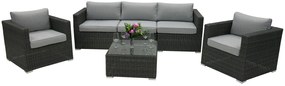 Rattanowy zestaw zmienny SEVILLA 1 + 2 + 1 dla 5 osób (antracyt)