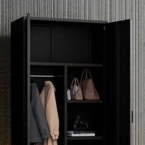 Szafa na ubrania metalowa loftowa czarna: Modern FLAVIO 800 x 1850 x 450 mm