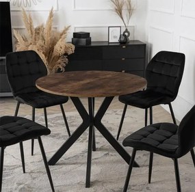 Okrągły stolik nowoczesny dąb rustykalny + czarny P0-G95