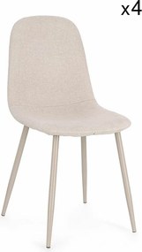 Zestaw 4 beżowych krzeseł ze stali i tkaniny - IRELIA
