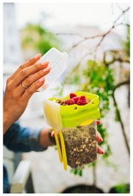 Zielony pojemnik na przekąskę i obiad ze sztućcami, Vialli Design, 650ml+230m