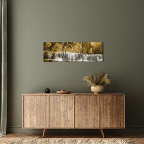 Obraz - Wodospad, vintage (z zegarem) (90x30 cm)