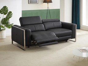 Kanapa 3-osobowa z elektryczną funkcją relax z czarnej skóry - DAVOLI
