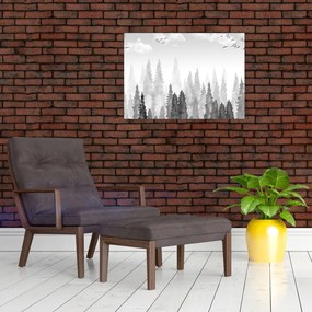Obraz na szkle - Szczyty lasów (70x50 cm)