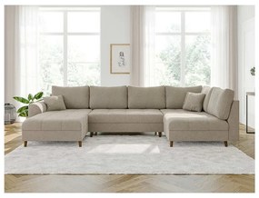 Beżowy narożnik z materiału bouclé (lewostronny/w kształcie litery U) Ariella – Ropez
