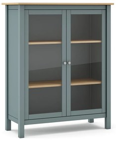 Szarozielona witryna z litego drewna sosnowego 90x110x40 cm Misti – Marckeric