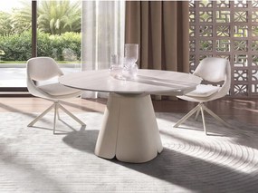 Rozkładany okrągły stół jadalniany z marmuru porcelanowego i stali w kolorze piaskowym 1195 ANGEL CERDA