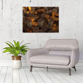 Obraz - Sześciokąty z brązu (70x50 cm)