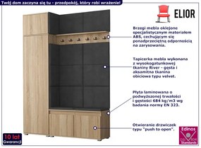 Garderoba z szafą i nadstawką do przedpokoju dąb sonoma + szary - Prufis 3X