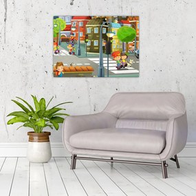 Obraz na szkle - Dziecięce miasteczko (70x50 cm)