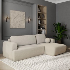 Masseno Narożnik SENTI z funkcją spania i pojemnikiem na pościel Narozniki L, Rozkładana sofa - Kremowy, NOW OR NEVER 02
