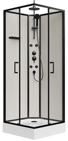 Kabina prysznicowa z hydromasażem z włókna bambusowego - Czarny mat - szer. 80 x gł. 80 x wys. 225 cm - ARDALI