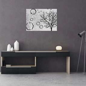 Abstrakcyjny obraz z drzewami (70x50 cm)