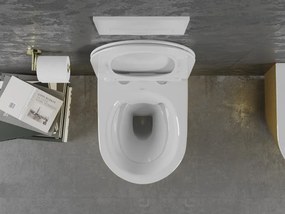 Mexen Lena miska wc Rimless z deską wolnoopadającą slim, duroplast, biała/złota wzór linie - 30224007