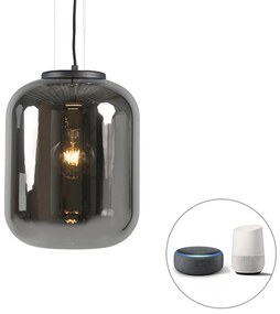 Inteligentna lampa wisząca czarna z przydymionym szkłem włącznie z WiFi A60 - Bliss Retro Oswietlenie wewnetrzne