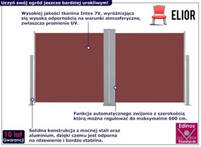 Brązowa markiza boczna zwijana automatycznie - Blures