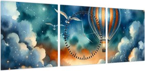 Obraz - Lot pod nocnym niebem (z zegarem) (90x30 cm)