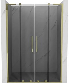 Mexen Velar L Duo drzwi prysznicowe rozsuwane 160 cm, grafit, złote - 871-160-003-42-50
