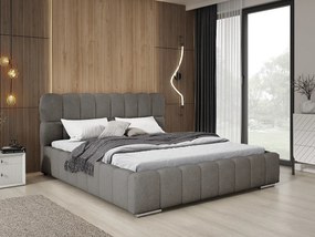 Emporius Avilla łóżko dwuosobowe 180x200 cm - łóżko tapicerowane z pojemnikiem i stelażem w nowoczesnym stylu - tkanina boucle, ciemny szary (Anthology 18)