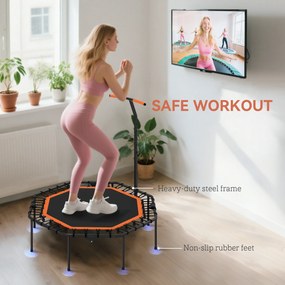 Fitness-Trampolin SPORTNOW z regulowanym uchwytem, stabilne i ciche do użytku wewnątrz, stal, Pomarańczowy