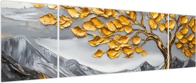 Obraz – Drzewo ze złotymi liśćmi (170x50 cm)