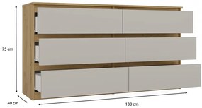 Stylowa komoda z szufladami kaszmir + dąb artisan K9-K20