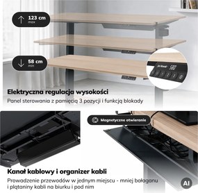 Duże biurko sit-stand do pracy Aria 160×80 cm, dąb sonoma/antracyt