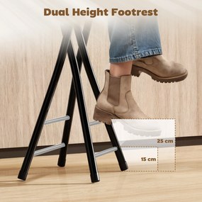 HOMCOM Stołki barowe 2 szt., składane krzesło barowe ze stalową ramą, krzesła kuchenne z podwójnym podnóżkiem 34 x 30 x 70 cm czarne | Aosom PL