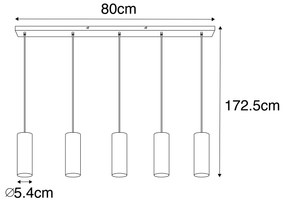 Nowoczesna lampa wisząca czarna 5-źródeł światła - Jeana Nowoczesny Oswietlenie wewnetrzne