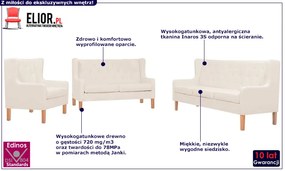 Kremowy 6 sosbowy zestaw wypoczynkowy uszak W6-M55