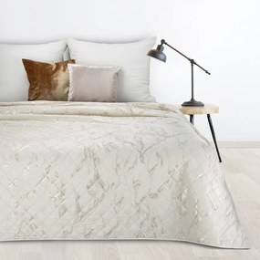 Narzuta na łóżko welwetowa marmurek elegancka 170x210 cm kremowo-złota