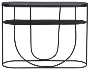 Konsola z 1 półką z metalu i szkła dymionego - Czarny i Przezroczysty - PRETORIA