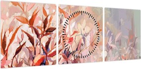 Obraz - Malowanie pastelami jesieni (z zegarem) (90x30 cm)
