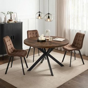 Stół Okrągły Rozkładany LUKAS 100-250 cm Orzech/Czarny Loft