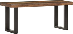 Ławka przemysłowa 110 cm z litego drewna z odzysku i czarnej stali, unikalna i solidna