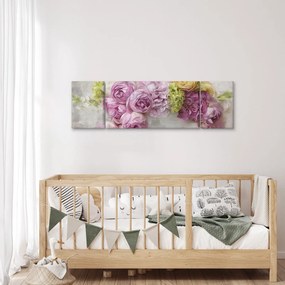 Obraz - Kwiaty na ścianie w pastelowych kolorach (170x50 cm)