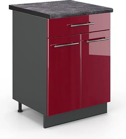 Szafka dolna do kuchni bordowa czerwień wysoki połysk 60x60x82 fame-line