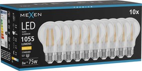 Mexen Vintis 10x żarówka filament LED E27, A60, 8W, Ciepła - 2200K, 1055 lm, clear - L150-E27-0822-00x10