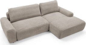 Sztruksowa kanapa narożna rozkładana taupe N0-D86