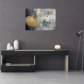 Obraz - Abstrakcja ze złotą kulą (70x50 cm)
