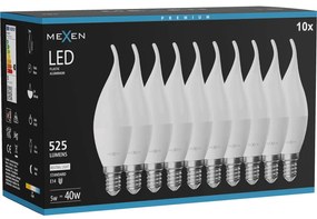 Mexen Nova 10x żarówka LED płomyk E14, C37, 5W, Neutralna - 4000K, 525 lm - L106-E14-0540-01x10
