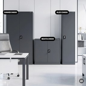 Szafa na akta kartotekowa na klucz antracytowa, 450x1850x600 mm: ALEX D600