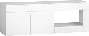 HOMCOM Nowoczesny lowboard TV do salonu z 2 drzwiami, otwartą półką i uchwytami, dla telewizorów do 152,4 cm, 140 x 40 x 48 cm, biały | Aosom PL