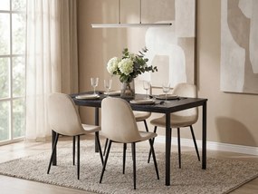 Beżowe aksamitne krzesło COMO z czarnymi nogami